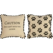 Manual Woodworker Caution Dog Cant Hold His Licker Pillow - Dog Pillow - Outdoor/Indoor Pillow - Decorative Pillow, 12 x 12 Inches