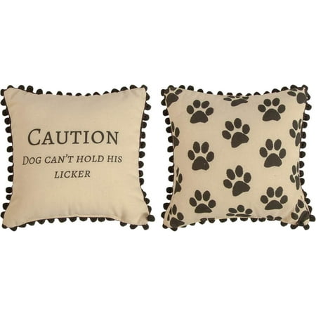 Manual Woodworker Caution Dog Cant Hold His Licker Pillow - Dog Pillow - Outdoor/Indoor Pillow - Decorative Pillow, 12 x 12 Inches