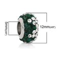 thumbnail image 3 of Stainless Steel European Style Charm Beads Round Silver Tone With Dark Green &amp; Clear Rhinestone, 3 of 3