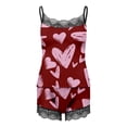 thumbnail image 4 of Xmyrz Valentine's Day Two Piece Pajama Set For Women Shorts Set Print Attractive Classic Tank Top Trendy Loose Recreation Heart Lace Sleepwear Pj Outfit Sets, 4 of 5