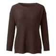 thumbnail image 3 of Gibobby SuéTer Para Mujer Suéter de punto suelto de manga larga para mujer Suéter casual con cuello en O Suéter desgastado Tops(Caqui,CH), 3 of 6