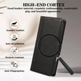 thumbnail image 5 of Allytechgroup Wallet Case for Apple iPhone 16 with Crossbody Strap Hand Wrist, Makeup Mirror Cards Slots Cash Pocket RFID Blocking Flip Stand Slim Case Cover for iPhone 16, Black, 5 of 10