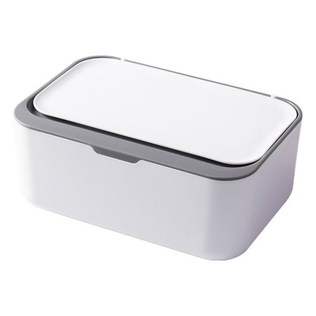 Nvzi Caja para toallitas húmedas antideslizante y fácil de abrir, caja universal para almacenar toallitas húmedas, contenedor recargable con tapa, color gris, 1 unidad.