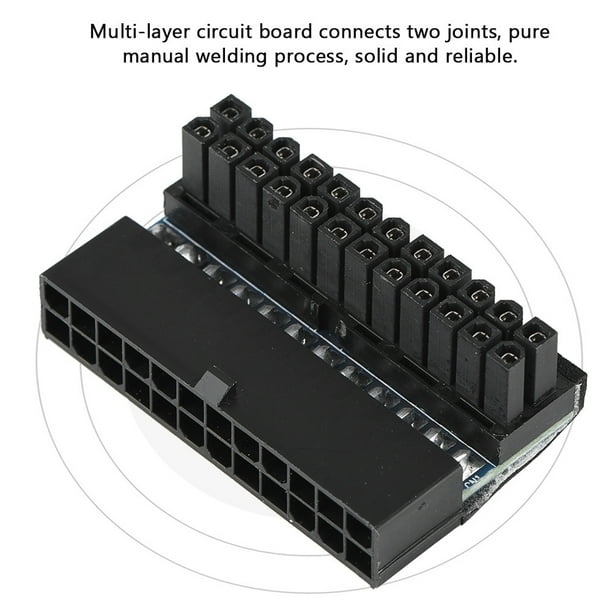 ATX Adapter, Right Angle 24Pin To 24Pin, ATX 24pin Connector, Black For ...