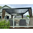 thumbnail image 3 of Domi Outdoor Louvered Pergola 12'×16', Aluminium Pergola with Adjustable Roof, Curtains and Netting, Hardtop Gazebo for Patio, Deck, Garden, Yard, Beach(Brown), 3 of 9