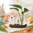 thumbnail image 2 of Bfogop Desktop Glass Planter Vase Holder,Creative Ceramic Rabbit Shape Vase for Hydroponic Plants,Planters Clear Hydroponic Vase, Table Decor, 2 of 6