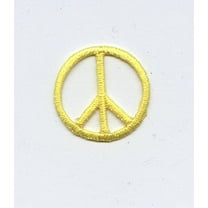 Small/Mini - Yellow Peace Sign - Iron on Applique/Embroidered Patch