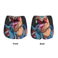 thumbnail image 2 of JUNZAN Blue Dinosaur Print Women's Athletic Gym Running Shorts with Phone Pockets - Workout Shorts-Small, 2 of 8