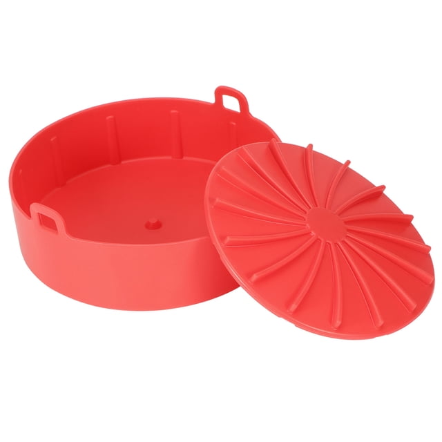 Revestimiento de silicona para olla de freidora de aire, sartén para parrilla, tapete para pan y pasteles, cesta para olla a presión, herramienta de cocina, color rojo