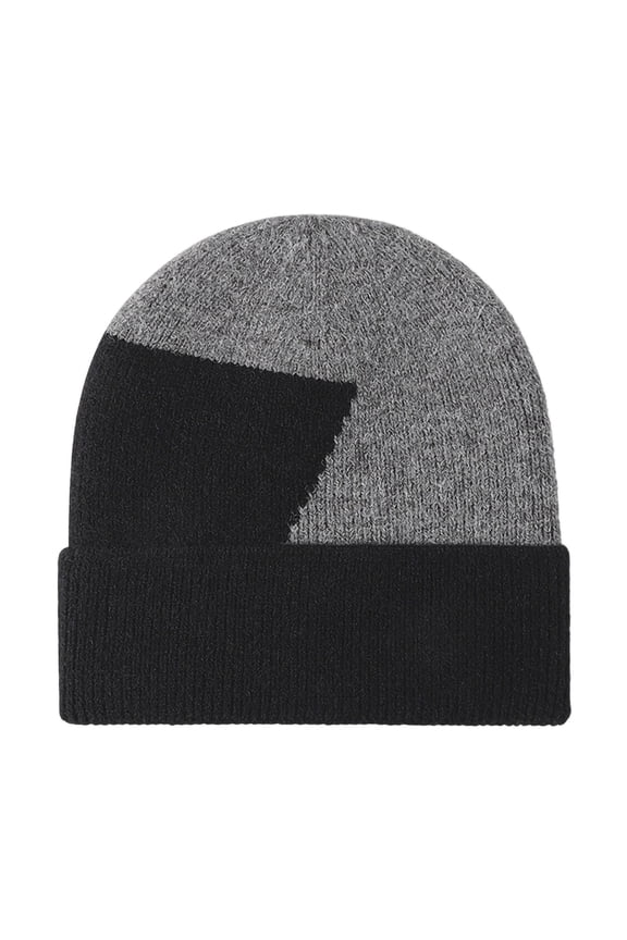 Knit Skull Cap Unisex Warm Stocking Hats for Men Women Fashion Color Block Winter Beanie Hat Cuffed Hat for Running Cycling Snow Ski Beanie