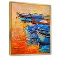 thumbnail image 3 of Designart 'Boats During Warm Sunset Resting On The Water VIII' Nautical & Coastal Framed Canvas Wall Art Print, 3 of 5