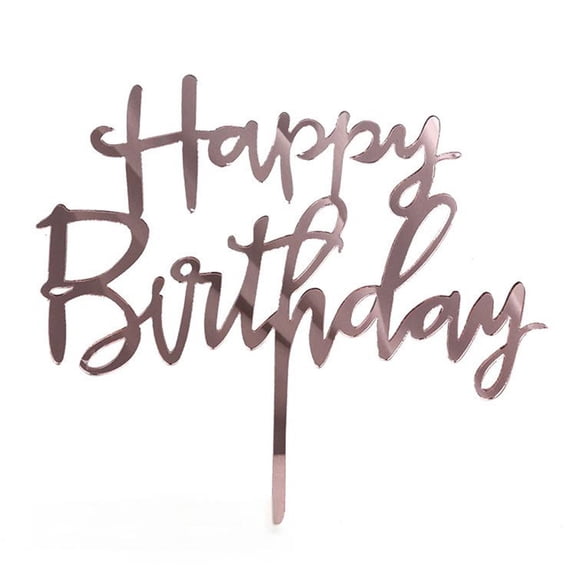 Happy Birthday Cake Topper Acrylic Gold Set of 10 for Dessert Decorations and Party Supplies for Youth Celebrations