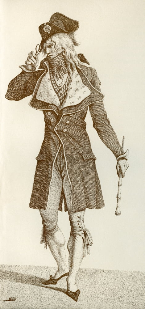 Mens fashion during the French Revolution Les Incroyables Members of a fashionable aristocratic subculture in Paris during the French Directory From Illustrierte Sittengeschichte vom Mittelalter bis z