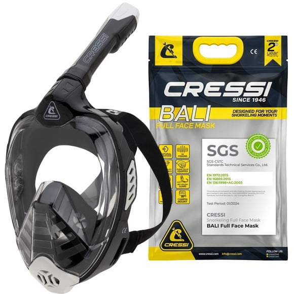 Máscara integral de snorkel Cressi Bali negro/gris L/XL