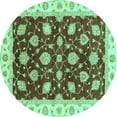 thumbnail image 1 of Ahgly Company Indoor Round Oriental Turquoise Blue Traditional Area Rugs, 8' Round, 1 of 4