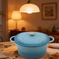thumbnail image 2 of D Enameled Cast Iron Dutch Oven 7.87 Inch Heavy Duty Pot With Lid for Stewing Braising Baking 7.87X7.87 Inches, 2 of 7