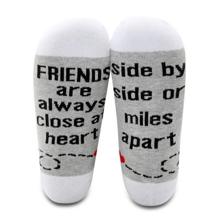 

MBMSO 2 Pairs Best Friend Socks Gifts Long Distance Friendship Gifts for Soul Sisters BFF Besties Side by Side or Miles Apart Friends are always Close at Hear (2 Pairs LDR Friend Socks)