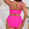 thumbnail image 5 of Staron Women's Plus Size Bikini Swimsuit Two Piece Set High Waist Removable Straps Padded Bust Backless Solid Color Floral Print, Hot Pink XL, 5 of 7