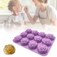 thumbnail image 2 of Large Rose Silicone Mold, 12-Cavity Flower Shape for Candle Soap Jelly, Flexible Non-Stick, Reusable, Oven Freezer Safe (10.2X7.9 In), A Cake Mold, 2 of 9