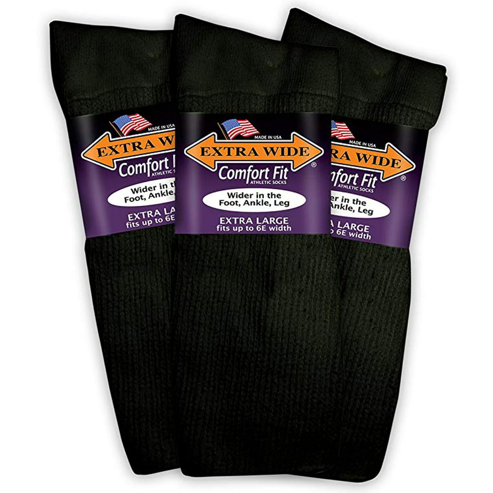 Extra Wide Sock - Extra Wide Comfort Fit Athletic Crew (Mid-Calf) Socks ...