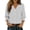 White, variant on Annhoo Casual Dressy Shirts for Women V Neck Button Down Block Color Stripe 3/4 Sleeve Tops Business Clothes