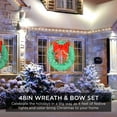 thumbnail image 2 of Best Choice Products 48in Pre-Lit Outdoor Christmas Wreath, LED Metal Holiday Decor w/ 140 Lights, Bow - Green/Red, 2 of 7