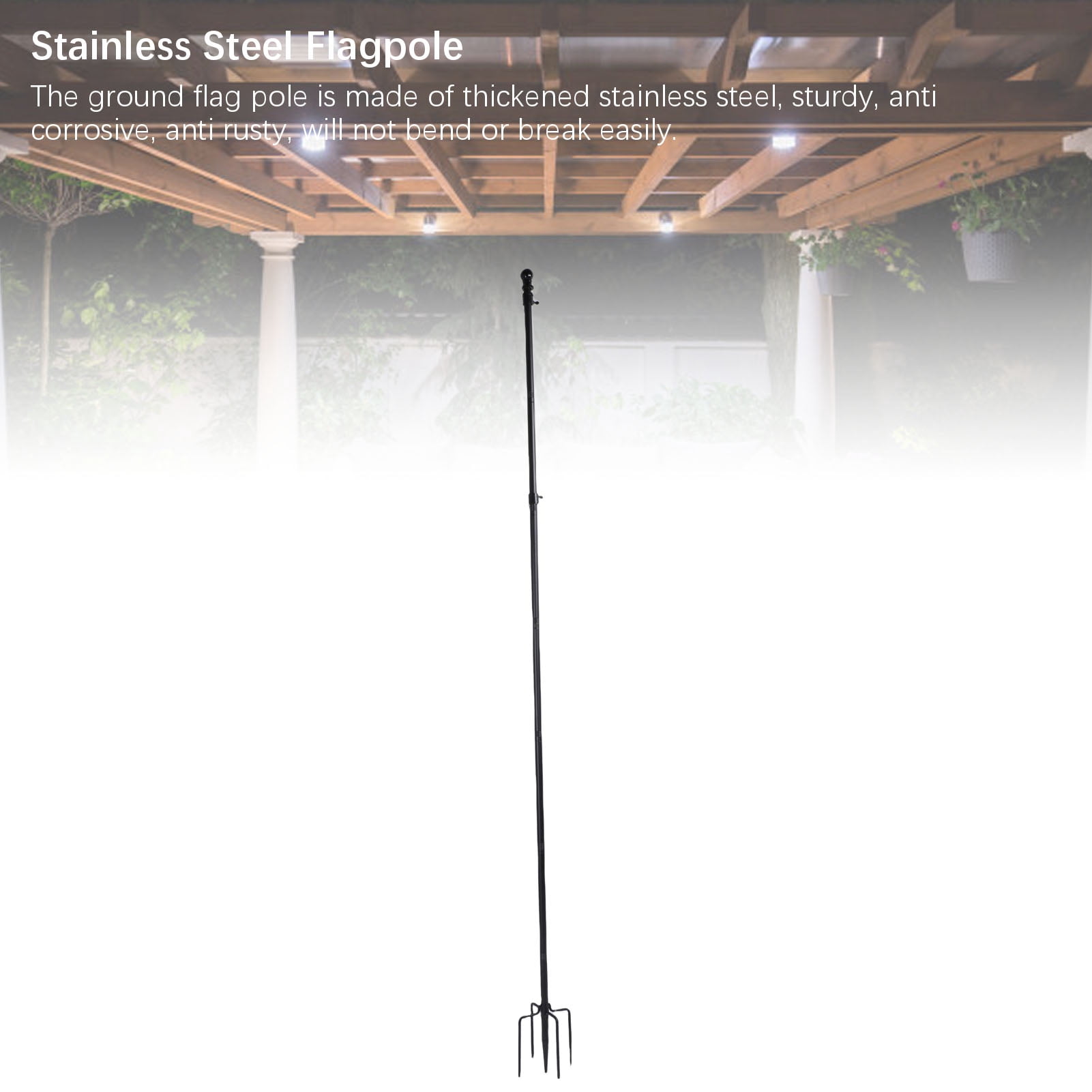 NFTIGB Heavy Duty Ground Flag Pole 10 FT / 300 cm Thickened Stainless Steel Outdoor Flagpole with 5 Prong Base for Garden Yard Rust Resistant Easy Setup