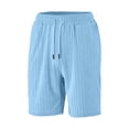 thumbnail image 5 of Havenx Beach Outfit 2 Piece for Men Button Down Short Sleeve Drawstring Shirts and Shorts Lapel Collar Textured Outfits Loose Summer Holiday Vacation Walking Outfits Tracksuit,Light Blue L, 5 of 6