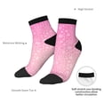 thumbnail image 6 of Rateoe Breast Cancer Pink Ribbons Awareness Pattern Quarter Crew Socks,Toe Seamed Ankle Socks,Cotton Cushioned Breathable Athletic Crew Sports Socks, 6 of 7