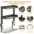 thumbnail image 6 of Mintazer 3-Tier Clamp-On Desk Shelving Unit with Under-Desk Cable Management Tray for Table Accessories, Gaming Devices, and More, Storage Tray, Desktop Organizer, Black, 6 of 10