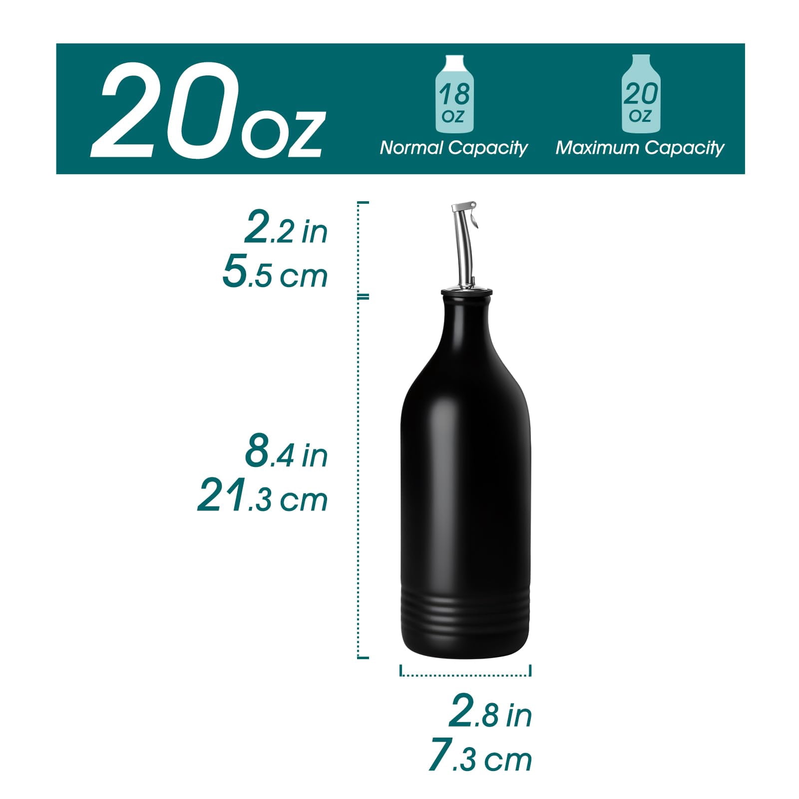 NexTone 20 Oz Ceramic Olive Oil Dispenser Bottle, Bottle Dispenser with Spout and Funnel for Kitchen,Suitable for Oil, Vinegar, Coffee Syrups & Other Liquids,Cream