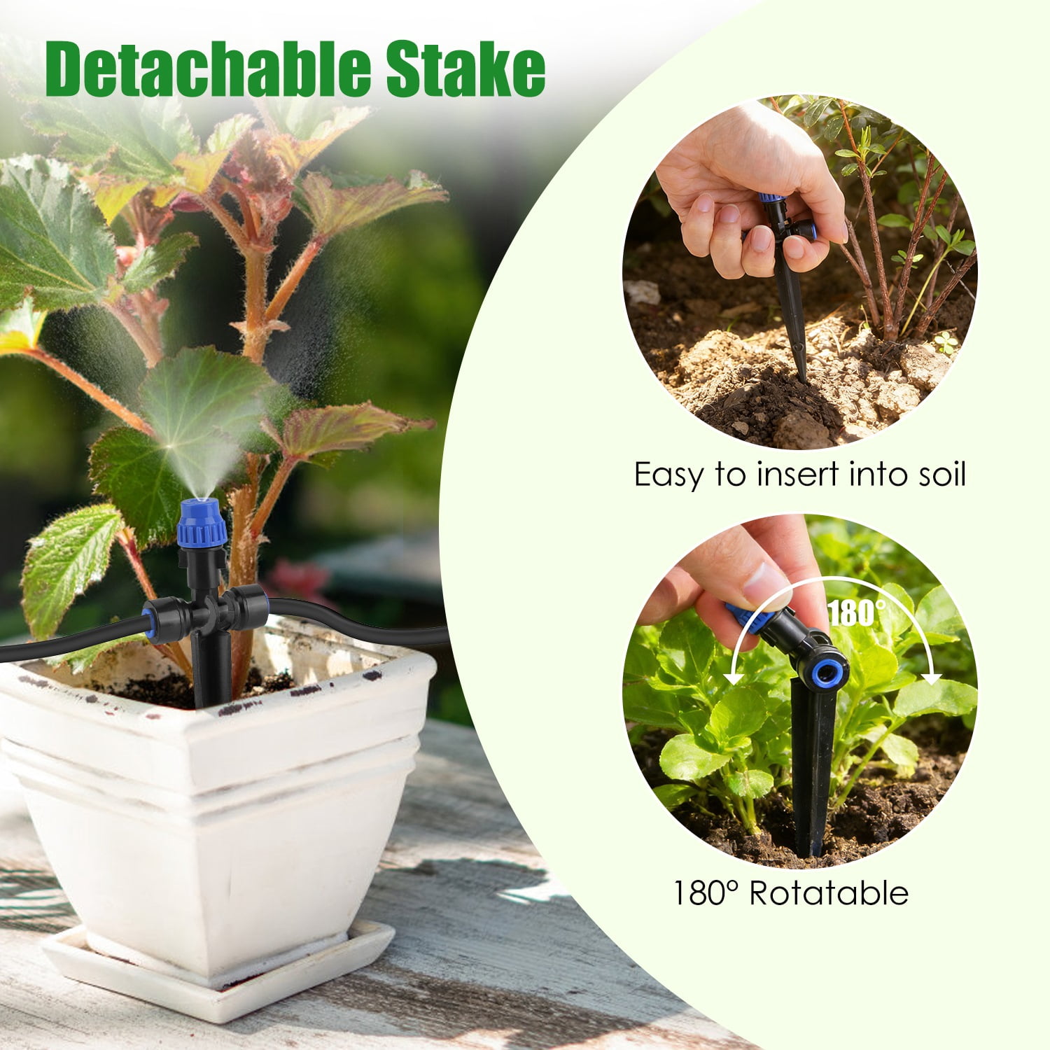 (Weiyi-EC)-- 75FT Mist Drip Irrigation System With Adjustable Misting Nozzle Quick Connect Automatic Garden Watering System For Garden Lawn Patio Flower Bed **--（ 87]';jk）