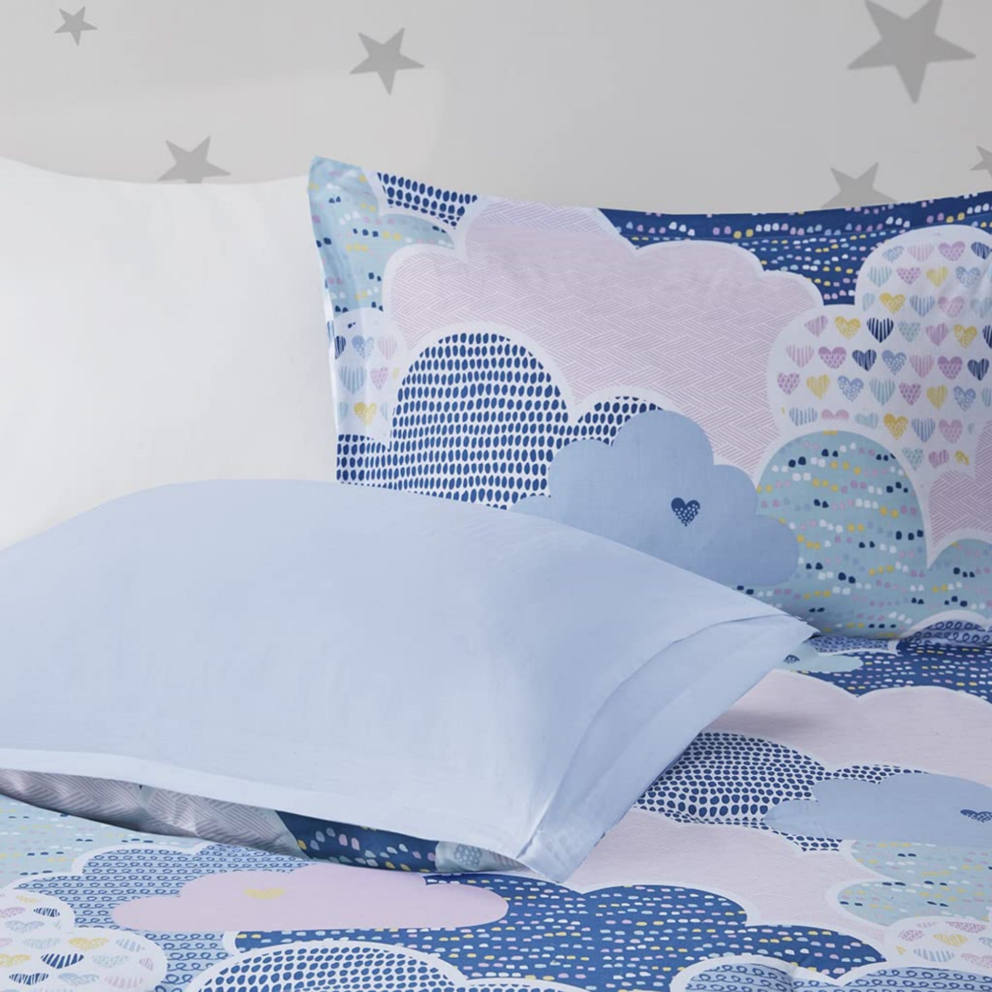 Urban Habitat 4-Piece Full/Queen Kids Cotton Comforter Sets Blue Clouds Unicorn Bedding Set for Girls Urban Habitat Kids Cloud Comforter Set, Full Queen, Blue