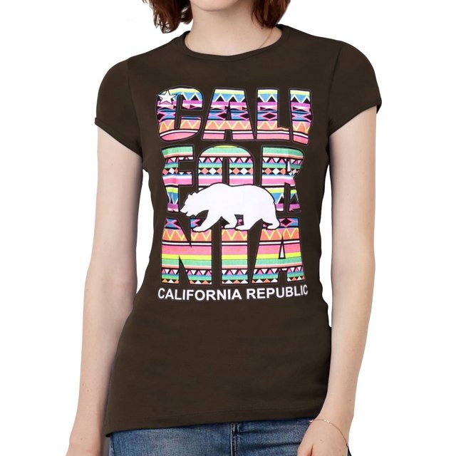Camiseta de manga corta Gravity Trading Tribal de la República de California para mujer Marrón 3x-grande
