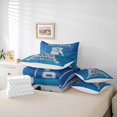 thumbnail image 6 of Feelyou American Sports Lover Twin Bedding Sets 7-Piece, Est Sleep Football Bedding Comforter Set, Blue Grey Abstract Line Reversible Sheet Sets, Super Cozy Room Decor, 6 of 8
