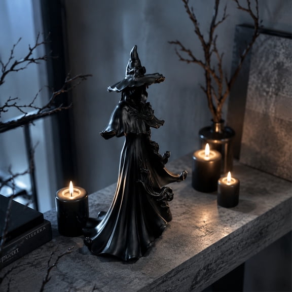 Resin Tabletop Gothic Decor Witch Statue, Retro Style Decor, Gothic Halloween Resin Figurine, Bookshelf/Desktop Decoration and Has A Cool Mystic Look