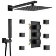 thumbnail image 2 of Matte Black 8"  Rain Shower Faucet Set Kit Thermostatic Massage System Combo, 2 of 16