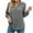 Gray, variant on Fesfesfes Women Tops Casual Solid V-Neck Long Sleeve Loose T-Shirt Fall Blouse Pullover Button Tops