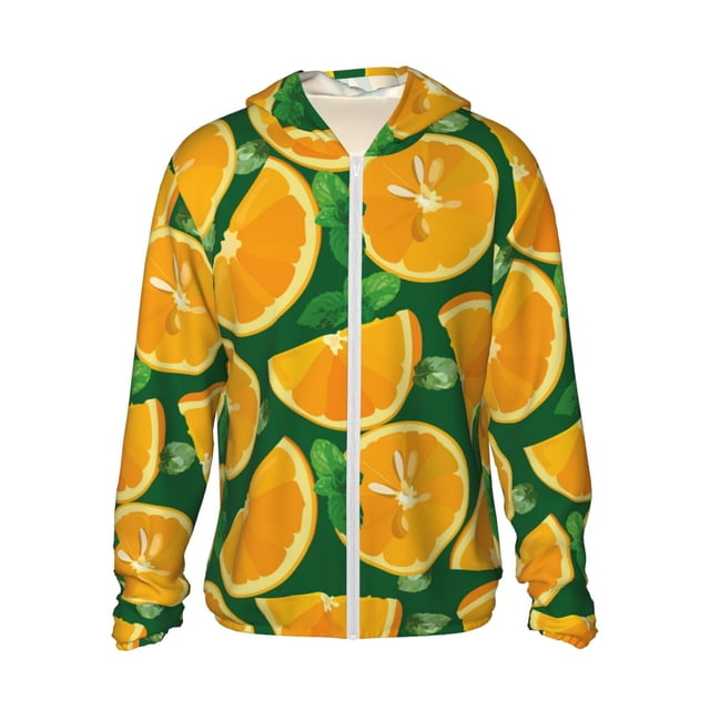 Fotbe Orange Chaqueta con Protección Solar UPF 50+ para Hombre y Mujer, Camisa con Capucha y Bolsillos-X-Large