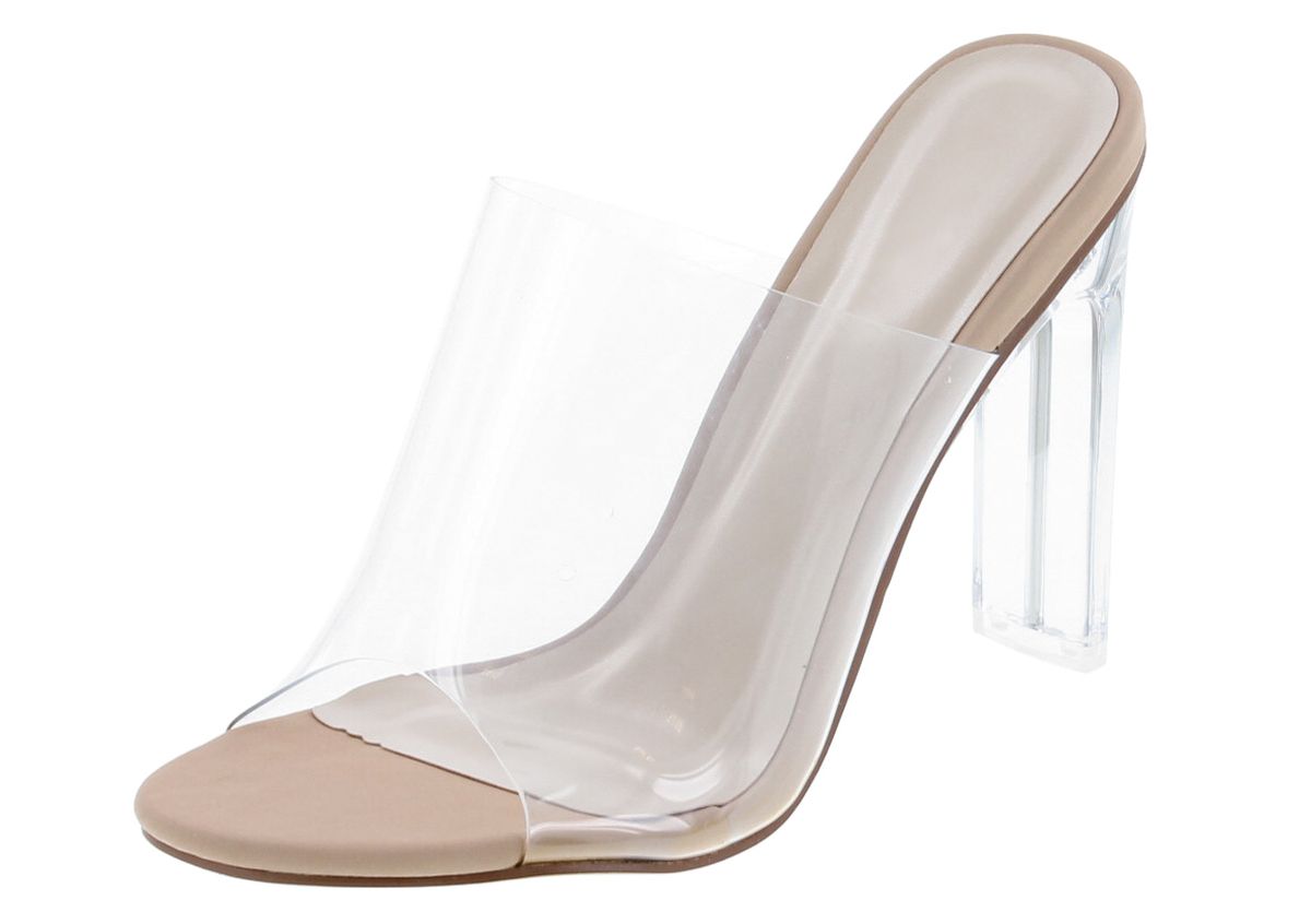 Nude slide heels online