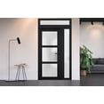 thumbnail image 4 of Front Exterior Prehung FiberGlass Door Frosted Glass / Manux 8552 Matte Black / Side and Top Exterior Window / -W36+14" x H80+14"-Right-hand Inswing, 4 of 5