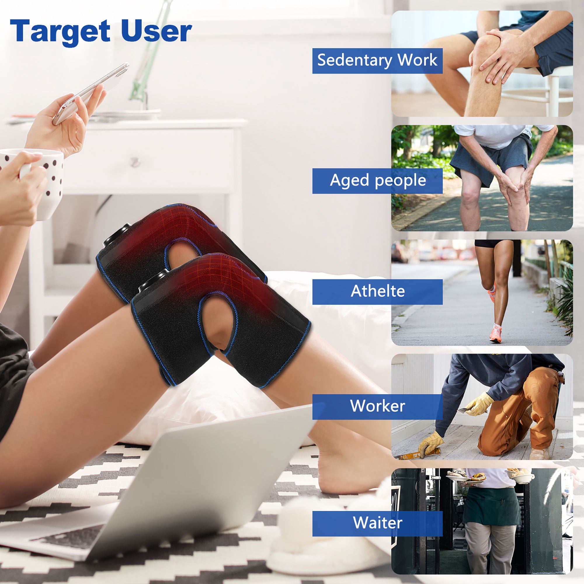CINCOM Knee Massager with Heat,Air Compression Elbow Knee Brace Massage for Pain Relief, FSA/HSA Eligible (A Pair)