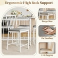 thumbnail image 3 of PORKISS Counter Height Dining Set for 4, Breakfast Bar Table Set with Table and 4 Leather Cushion Chairs, Wood Top Pub Table & Chair Set for Kitchen Apartment Bistro, Gray+White, 3 of 8