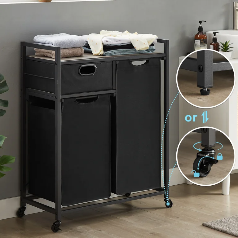 Laundry Hamper Multifunctional Laundry Basket Organizer with Storage Drawer and Rack Laundry Sorter with Removable Bags and Heavy Duty Rolling Wheels for Clothes Storage Gray 28.15 L 13 W 35.8 H Walma...