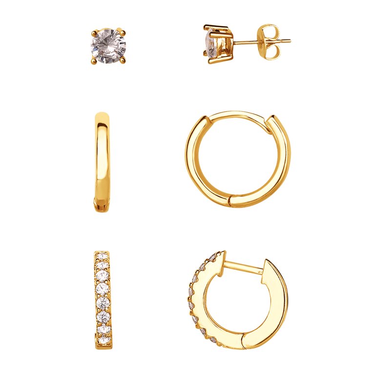 Believe by Brilliance Cubic Zirconia Earring Set, Gold photo 4