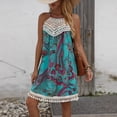 thumbnail image 5 of Women Paisley Lace Spliced Sleeveless A-Line Mini Dress, Slim Fit Casual Daily Dress, 5 of 5