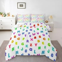 Manfei Colorful Initial Letter Queen Comforter Set, Cartoon Monogrammed Bedding Sets, Teen Boy Girl Kid Reversible Bedding Comforter Set, Ultra Soft Home Decor, 3 Pieces