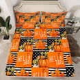 thumbnail image 2 of Homewish Orange Pumpkin 4 Pieces Queen Sheet Sets for Kids Teens,Happy Fall Autumn Harvest Ultra Soft Flat Sheet,Geometric Plaid Grid Queen Fitted Sheet,Lightweight Room Decor, 2 of 7