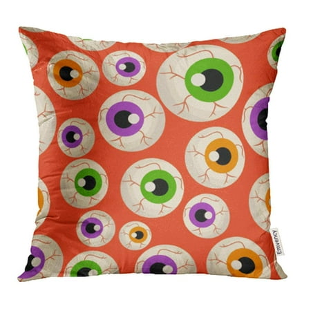 ARHOME Green Animal Halloween Eye Pattern Red Abstract Cartoon Closeup Color Colored Pillow Case Pillow Cover 16x16 inch Throw Pillow Covers