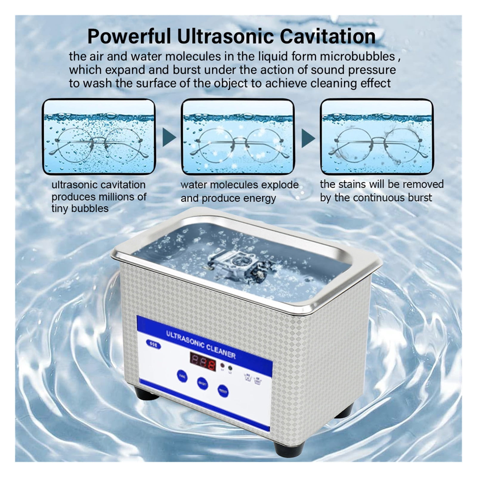 Ultrasonic Cleaner Ultrasound Glasses Cleaning Machine 40KH High Frequency Ultrasonic Bath for Glasses Jewelry Washing Machine